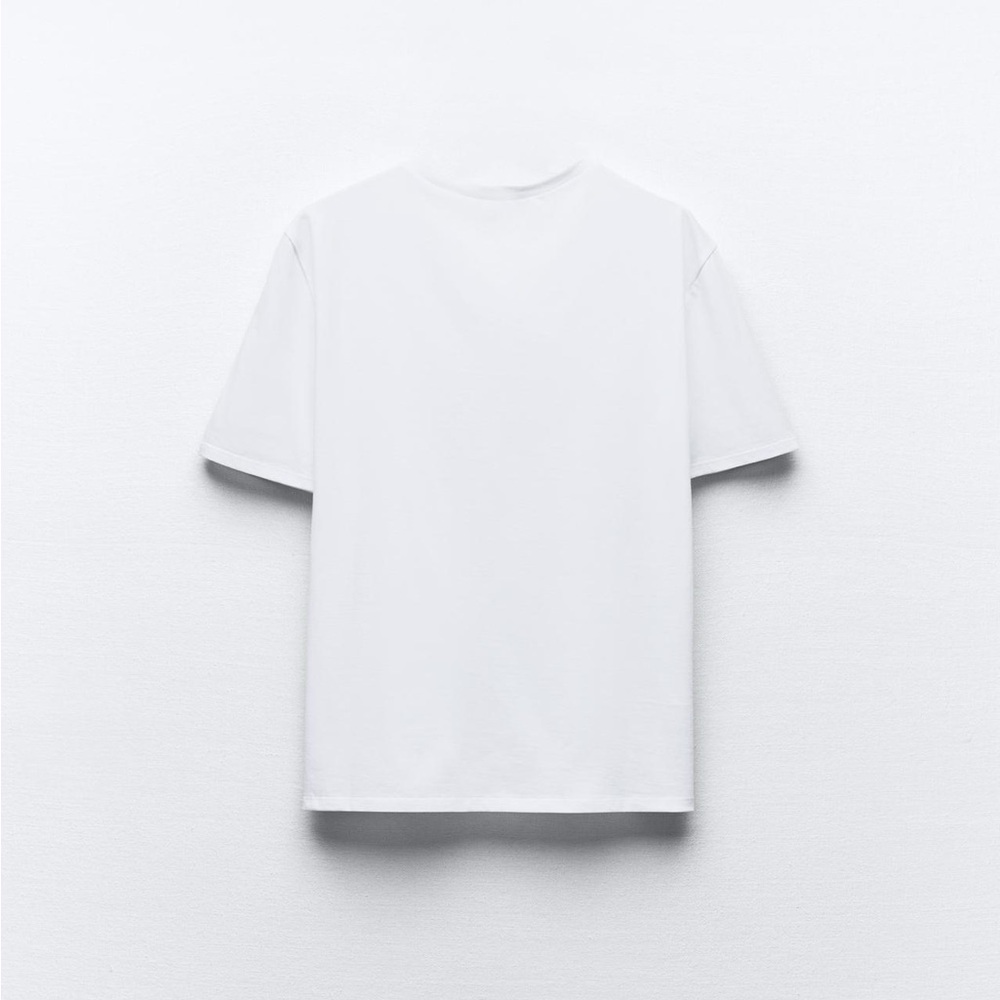 Zara White Tee with Pink Floral Details - Picture 2 of 12